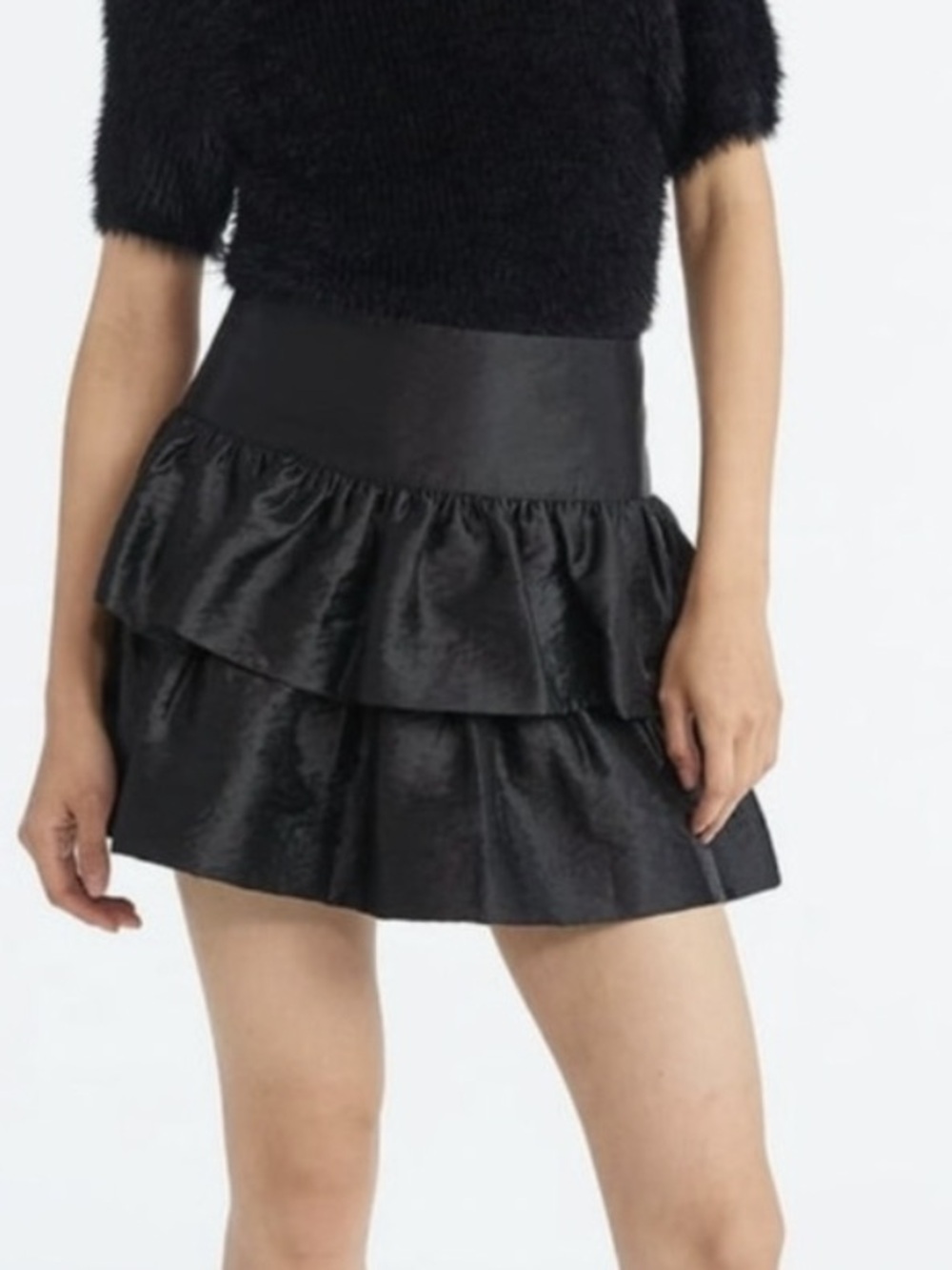 NWT (SCOOP) Black Tiered Ruffle Mini Skirt size S(4-6)